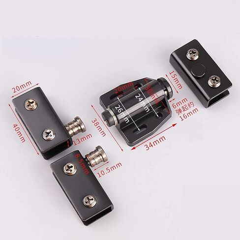 Stainless Steel Glass Door Pivot Hinges,Cupboard Showcase Double Magnetic Catch Latches Glass Clamps,with Clamp Set for Free Swinging 0.2-0.32inch Glass Door (Silver, for Double Doors-1 Pack) in Saudi Arabia