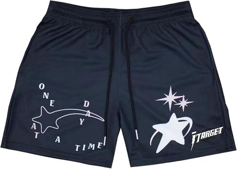 DIOTSR Mens Retro Casual Graphic Shorts Elastic Waistband Streetwear Athletic Basketball Running Active Shorts in Saudi Arabia