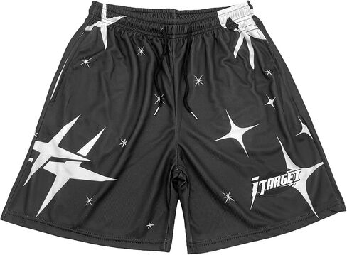 DIOTSR Mens Retro Casual Graphic Shorts Elastic Waistband Streetwear Athletic Basketball Running Active Shorts in Saudi Arabia