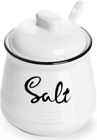 HAOTOP Farmhouse Porcelain Salt Bowl with Lid and Spoon 12oz,Easy to Clean (Turquoise) in Saudi Arabia