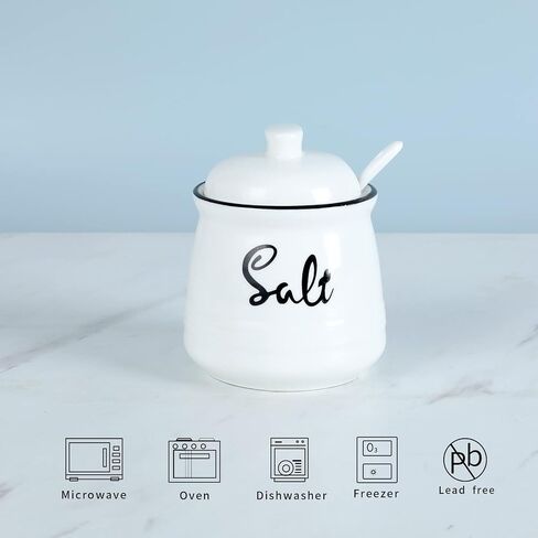 HAOTOP Farmhouse Porcelain Salt Bowl with Lid and Spoon 12oz,Easy to Clean (Turquoise) in Saudi Arabia