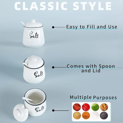 HAOTOP Farmhouse Porcelain Salt Bowl with Lid and Spoon 12oz,Easy to Clean (Turquoise) in Saudi Arabia