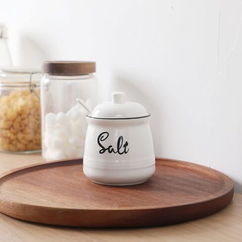 HAOTOP Farmhouse Porcelain Salt Bowl with Lid and Spoon 12oz,Easy to Clean (Turquoise) in Saudi Arabia
