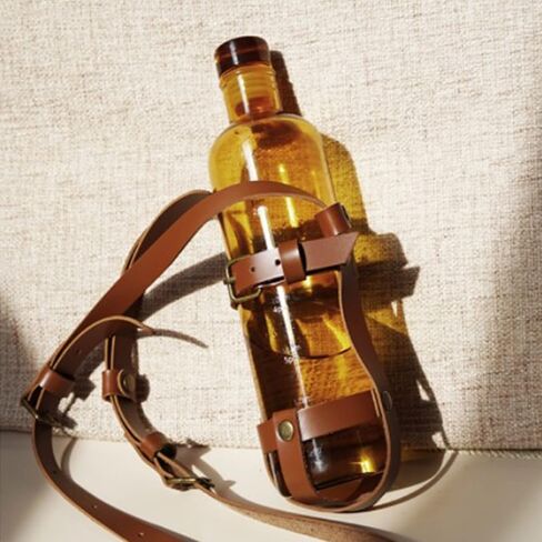 Brown Water Bottle Straps for Walking,Adjustable PU Leather Water Bottle Handle Shoulder Strap for Universal Water Bottles in Saudi Arabia