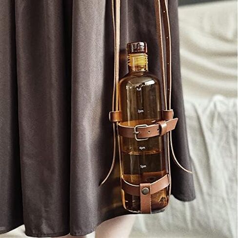 Brown Water Bottle Straps for Walking,Adjustable PU Leather Water Bottle Handle Shoulder Strap for Universal Water Bottles in Saudi Arabia