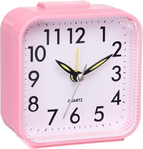 uxcell Square Quartz Alarm Clock, Plastic Alarm Clocks for Bedrooms with USB Charging Port, Adjustable Volume, Dimmable, Snooze, 12/24H, Pink Alarm Clocks in Saudi Arabia