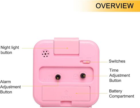 uxcell Square Quartz Alarm Clock, Plastic Alarm Clocks for Bedrooms with USB Charging Port, Adjustable Volume, Dimmable, Snooze, 12/24H, Pink Alarm Clocks in Saudi Arabia
