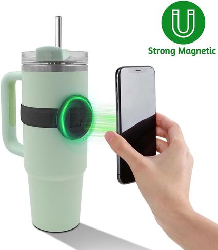 Watter Bottle with Magsafe Phone Holder, Magnetic Holder Adjustable Strap Compatible with Stanley Tumbler Cup Owala 32oz for iPhone Android Devices 2x Metal Iron Ring (Black) in Saudi Arabia
