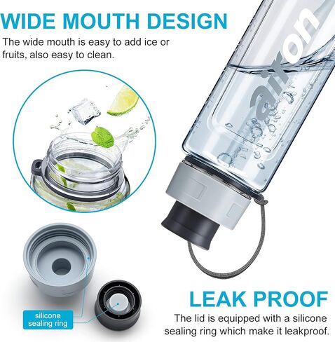AIRON 34oz Sports Water Bottle - Leakproof & BPA Free Tritan with Time Marker & Removable Straw to Ensure You Drink Enough Water Throughout The Day for Fitness and Outdoor Sports in Kuwait