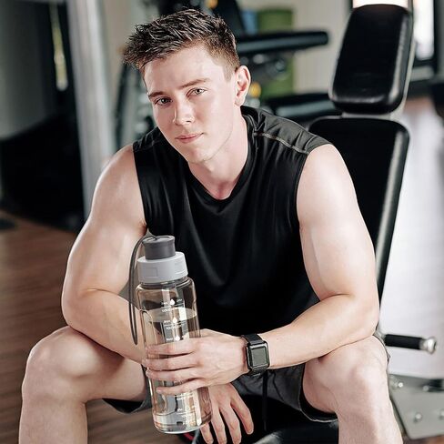 AIRON 34oz Sports Water Bottle - Leakproof & BPA Free Tritan with Time Marker & Removable Straw to Ensure You Drink Enough Water Throughout The Day for Fitness and Outdoor Sports in Kuwait