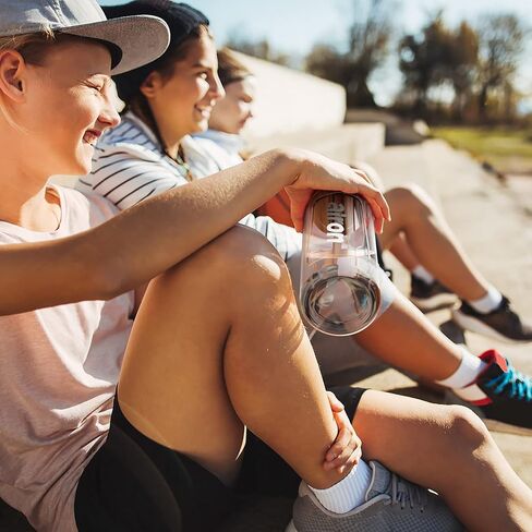 AIRON 34oz Sports Water Bottle - Leakproof & BPA Free Tritan with Time Marker & Removable Straw to Ensure You Drink Enough Water Throughout The Day for Fitness and Outdoor Sports in Kuwait