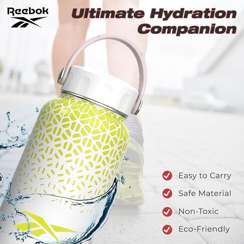 Reebok Stainless Steel Wide Mouth Water Bottle With Flex Cap | Insulated Reusable Sports Travel Mug, BPA Free (Pack of 1, 32 oz, Purple/Black) in Saudi Arabia