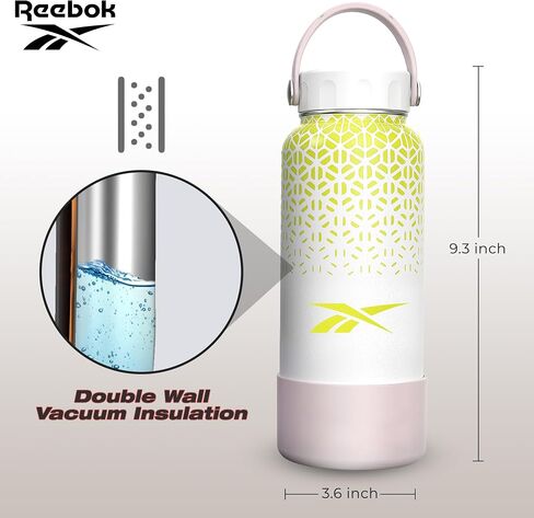 Reebok Stainless Steel Wide Mouth Water Bottle With Flex Cap | Insulated Reusable Sports Travel Mug, BPA Free (Pack of 1, 32 oz, Purple/Black) in Saudi Arabia