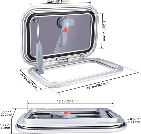 NovelBee 16.2" x10.5" Rectangular Deck Hatch,Aluminum Alloy Boat Porthole Window,Push Out Opening Portlight Window for Boat Yacht RV in Saudi Arabia