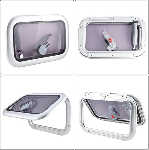 NovelBee 16.2" x10.5" Rectangular Deck Hatch,Aluminum Alloy Boat Porthole Window,Push Out Opening Portlight Window for Boat Yacht RV in Saudi Arabia