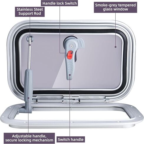 NovelBee 16.2" x10.5" Rectangular Deck Hatch,Aluminum Alloy Boat Porthole Window,Push Out Opening Portlight Window for Boat Yacht RV in Saudi Arabia