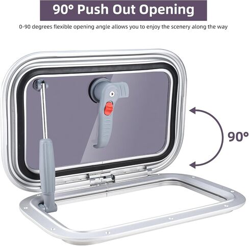 NovelBee 16.2" x10.5" Rectangular Deck Hatch,Aluminum Alloy Boat Porthole Window,Push Out Opening Portlight Window for Boat Yacht RV in Saudi Arabia