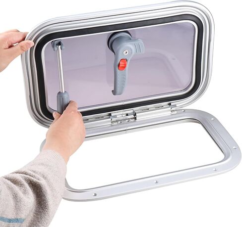 NovelBee 16.2" x10.5" Rectangular Deck Hatch,Aluminum Alloy Boat Porthole Window,Push Out Opening Portlight Window for Boat Yacht RV in Saudi Arabia