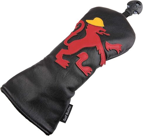 Golf Builder Black Soft Leather Golf Club Driver/Fairway Wood/Hybrid Head Cover Cartoon Lion Golf 1 3 5 UT Cover in Saudi Arabia