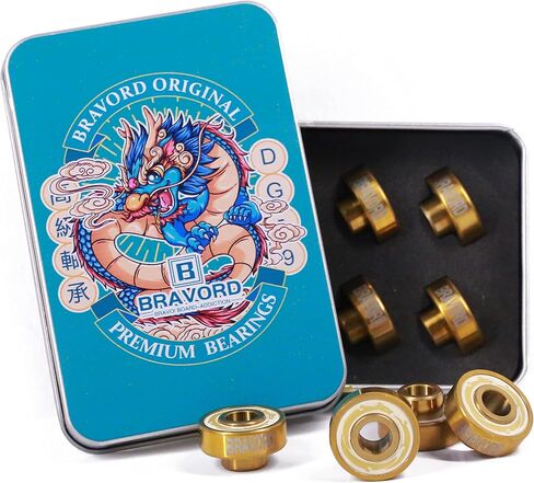 محامل لوح التزلج DG9 مع فواصل مدمجة، محامل طويلة ممتازة للتزلج المضمن والأسطواني (عبوة من 8) in Kuwait