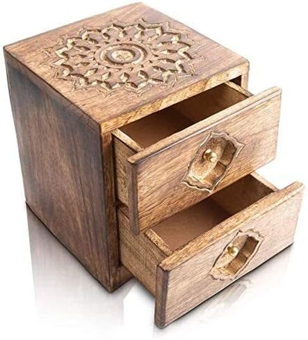 Great Birthday Gifts Handmade Decorative Wooden Jewelry Box Organizer Cabinet Drawer Keepsake Box Treasure Chest Trinket Holder Watch Box Storage Box 6 x 7 Inches Housewarming Gift Ideas in Saudi Arabia