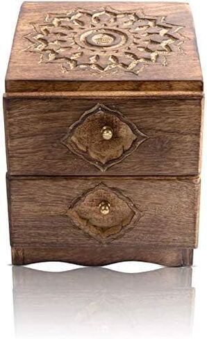 Great Birthday Gifts Handmade Decorative Wooden Jewelry Box Organizer Cabinet Drawer Keepsake Box Treasure Chest Trinket Holder Watch Box Storage Box 6 x 7 Inches Housewarming Gift Ideas in Saudi Arabia