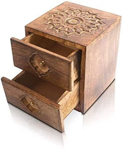 Great Birthday Gifts Handmade Decorative Wooden Jewelry Box Organizer Cabinet Drawer Keepsake Box Treasure Chest Trinket Holder Watch Box Storage Box 6 x 7 Inches Housewarming Gift Ideas in Saudi Arabia