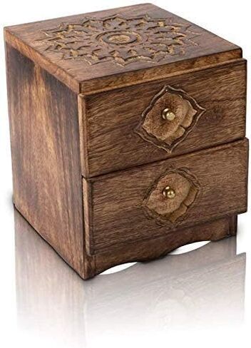Great Birthday Gifts Handmade Decorative Wooden Jewelry Box Organizer Cabinet Drawer Keepsake Box Treasure Chest Trinket Holder Watch Box Storage Box 6 x 7 Inches Housewarming Gift Ideas in Saudi Arabia