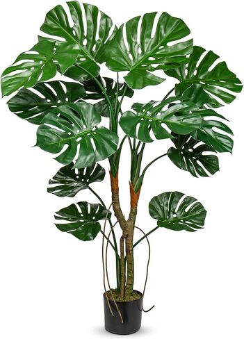 2Pack Large Fake Plant 36" Faux Monstera Plant UV Resistant Fake Monstera Floor Plant Realistic Artificial Plants Indoor Outdoor for Home Office Farmhouse Garden Decor, 3ft Tall Artificial Tree in Saudi Arabia