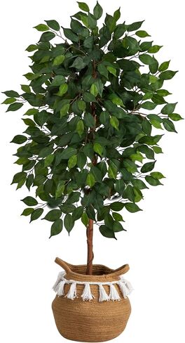 Nearly Natural 4ft. Artificial Ficus Tree with Handmade Jute & Cotton Basket with Tassels in Saudi Arabia