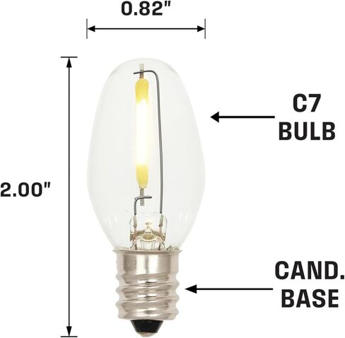 Westinghouse 5284000 0.4 Watt (4 Watt Equivalent) C7 Clear Filament LED Light Bulb, Candelabra Base, 2 Pack in Saudi Arabia