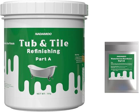 NADAMOO Tub and Tile Refinishing Paint, Black, 500g / 17.5 oz, DIY Bathtub Sink Reglaze Kit Countertop Resurface Kit for Bathroom Kitchen Porcelain Fiberglass, Semi-matte Coat in Kuwait