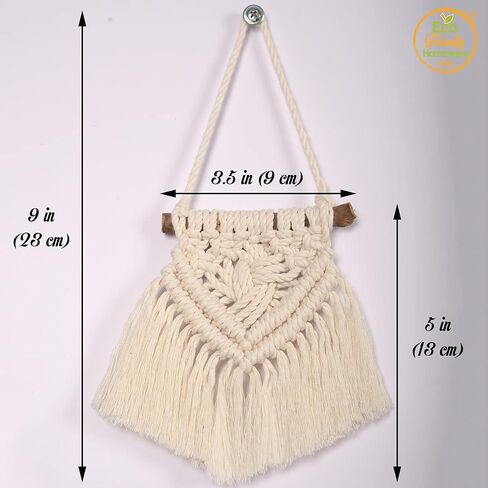 Set 3 Pcs Tiny Macromay Wall Decor, Macrame Wall Hanging, Wall Tapestry, Boho Wall Decor,modern Decor ,macromay Wall Decor, Asthetically Pleasing Bedroom Decor, Western Home Decor, Size 3.5" W X 9" L in Saudi Arabia