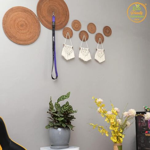 Set 3 Pcs Tiny Macromay Wall Decor, Macrame Wall Hanging, Wall Tapestry, Boho Wall Decor,modern Decor ,macromay Wall Decor, Asthetically Pleasing Bedroom Decor, Western Home Decor, Size 3.5" W X 9" L in Saudi Arabia