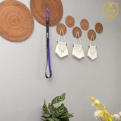 Set 3 Pcs Tiny Macromay Wall Decor, Macrame Wall Hanging, Wall Tapestry, Boho Wall Decor,modern Decor ,macromay Wall Decor, Asthetically Pleasing Bedroom Decor, Western Home Decor, Size 3.5" W X 9" L in Saudi Arabia