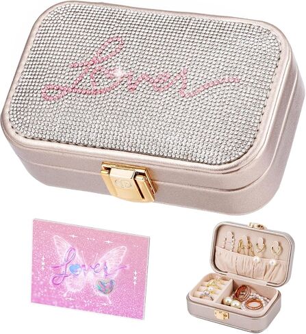 Handmade Jewelry Box, Travel Jewelry Case for TS Lover Gifts, Jewelry Organizer for Bracelets, Earrings, Necklace, Birthday Gifts for Girls Womens with Gift Greeting Card/Temporary Tattos/Stickers in Saudi Arabia