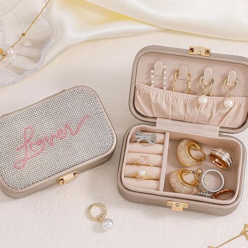 Handmade Jewelry Box, Travel Jewelry Case for TS Lover Gifts, Jewelry Organizer for Bracelets, Earrings, Necklace, Birthday Gifts for Girls Womens with Gift Greeting Card/Temporary Tattos/Stickers in Saudi Arabia