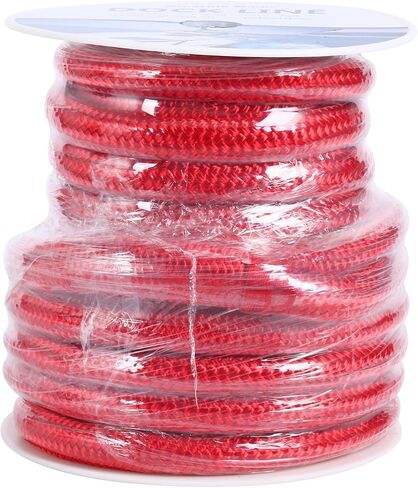 Amarine Made Double Braided Nylon Dock Lines 9500 lbs Breaking Strength (L:50 ft. D:3/4 inch Eyelet:12 inch) Marine Mooring Rope Boat Dock Lines Working Load Limit:1900 lbs (Red) in Saudi Arabia