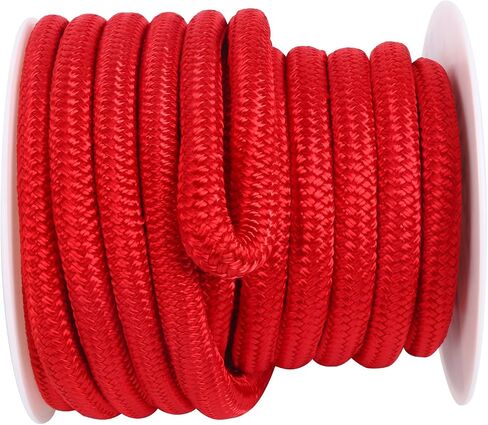 Amarine Made Double Braided Nylon Dock Lines 9500 lbs Breaking Strength (L:50 ft. D:3/4 inch Eyelet:12 inch) Marine Mooring Rope Boat Dock Lines Working Load Limit:1900 lbs (Red) in Saudi Arabia