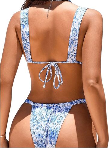 SOLY HUX Women's Floral Print Triangle Swimsuit Bikini Sets Two Piece Bathing Suits in Saudi Arabia