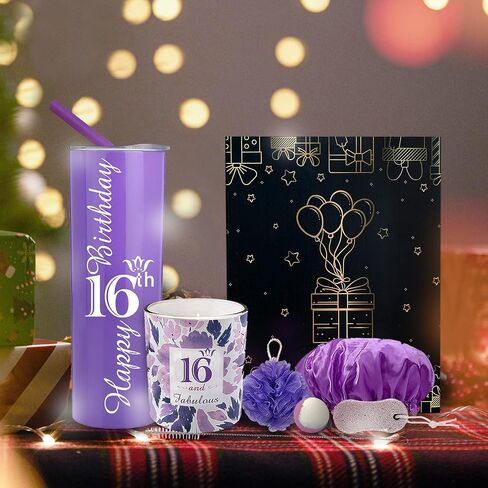VeryMerryMakering 16th Birthday Tumbler, Stainless Steel Insulated Cup, 10 oz, for Her, Party Decorations & Gifts Set in Saudi Arabia