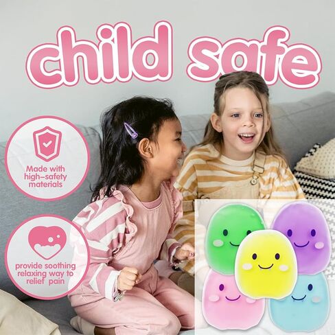 عبوة ثلج للأطفال بو بو، 5 عبوات من الخرز الجل البارد والحرارة اللطيفة لحمى الأطفال، وتخفيف الآلام، وأسنان الحكمة، والإسعافات الأولية والرقبة، والرأس، والذراعين، وإصابات الساقين (5 قطع) in Kuwait