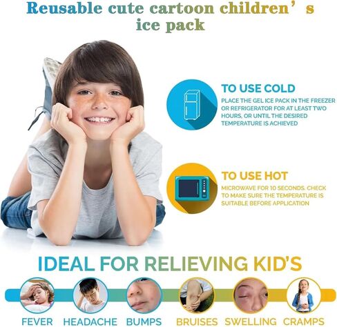 عبوة ثلج للأطفال بو بو، 5 عبوات من الخرز الجل البارد والحرارة اللطيفة لحمى الأطفال، وتخفيف الآلام، وأسنان الحكمة، والإسعافات الأولية والرقبة، والرأس، والذراعين، وإصابات الساقين (5 قطع) in Kuwait