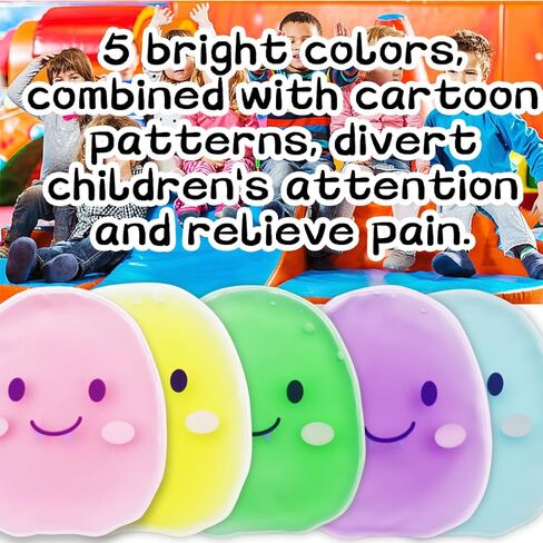 عبوة ثلج للأطفال بو بو، 5 عبوات من الخرز الجل البارد والحرارة اللطيفة لحمى الأطفال، وتخفيف الآلام، وأسنان الحكمة، والإسعافات الأولية والرقبة، والرأس، والذراعين، وإصابات الساقين (5 قطع) in Kuwait