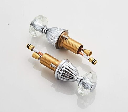 Bathroom Sink Faucet 3 Hole Deck Mounted Widespread Brass Bathroom Faucet Crystal Handle Mixer Tap,Chrome in Saudi Arabia