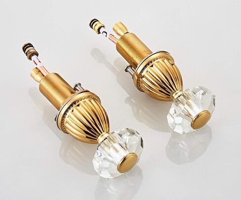 Bathroom Sink Faucet 3 Hole Deck Mounted Widespread Brass Bathroom Faucet Crystal Handle Mixer Tap,Chrome in Saudi Arabia