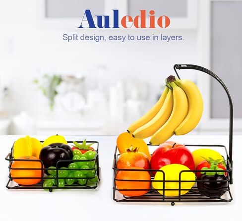 Auledio HHH-123 Fruit Vegetables Basket Bowl, Iron, 1 PACK, Black in Saudi Arabia