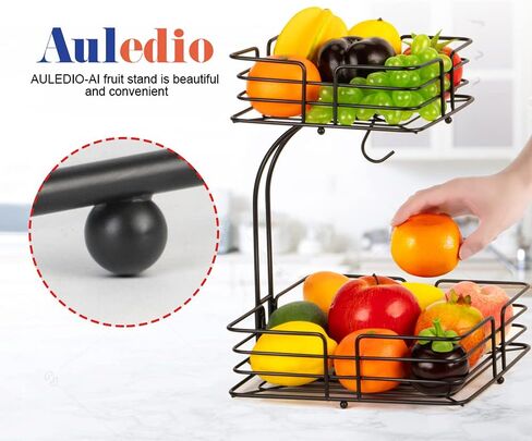 Auledio HHH-123 Fruit Vegetables Basket Bowl, Iron, 1 PACK, Black in Saudi Arabia