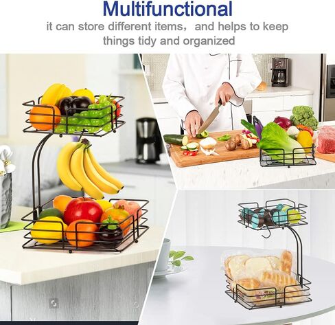 Auledio HHH-123 Fruit Vegetables Basket Bowl, Iron, 1 PACK, Black in Saudi Arabia