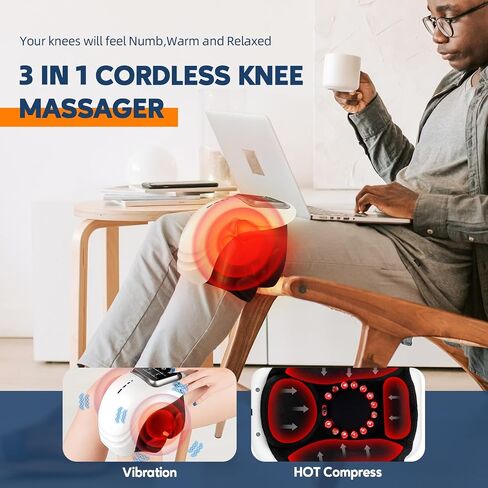 IeBilif Cordless Knee Massager with Large LED Screen, Heated and Vibration, Heated Knee Massager, Gift for Birthday, Gift for Husband Mom Dad in Saudi Arabia
